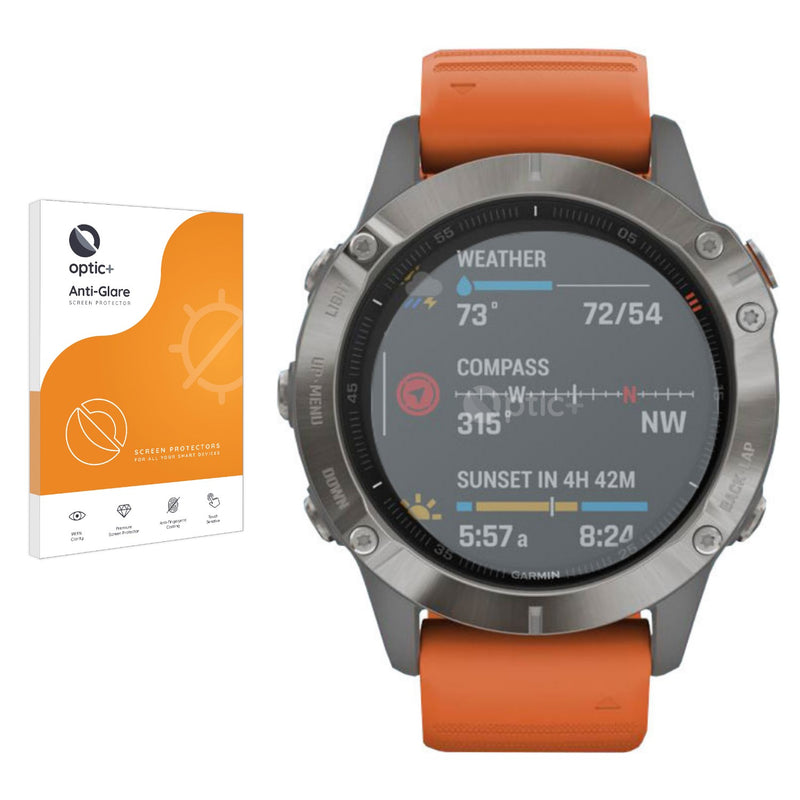 Optic+ Anti-Glare Screen Protector for Garmin Fenix 6 Pro Solar