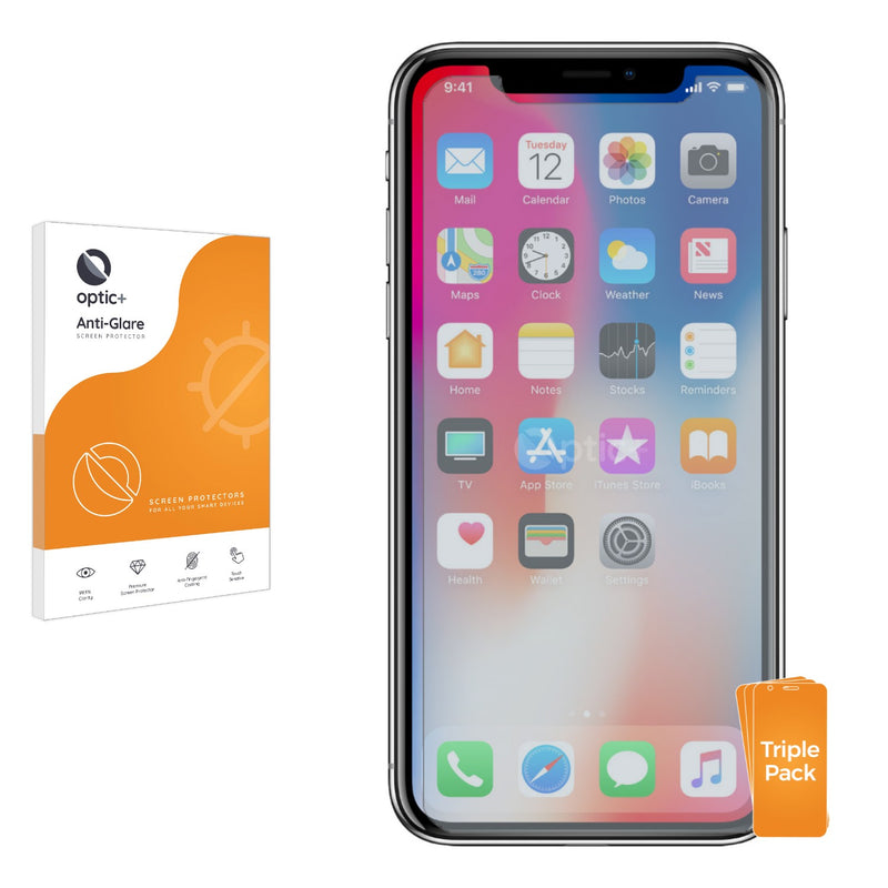 3pk Optic+ Anti-Glare Screen Protectors for Apple iPhone X