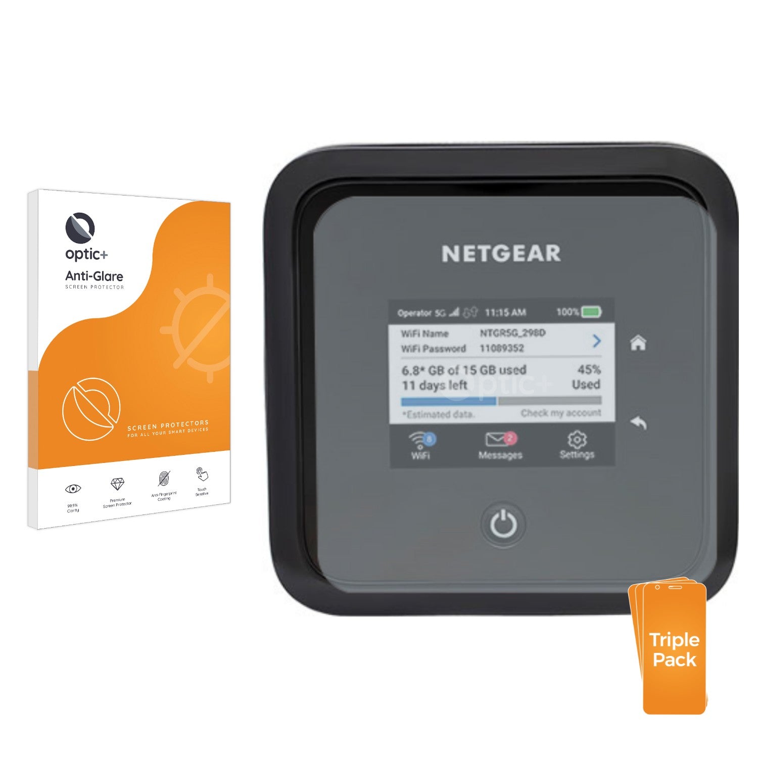 3pk Optic+ Anti-Glare Screen Protectors for Netgear Nighthawk M5 ...