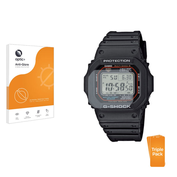 3pk Optic+ Anti-Glare Screen Protectors for Casio G-Shock GW-M5610-1ER