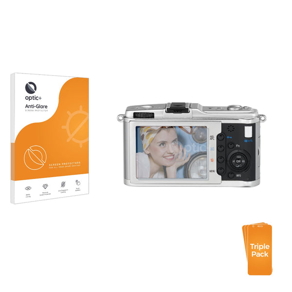 3pk Optic+ Anti-Glare Screen Protectors for Olympus PEN E-P1