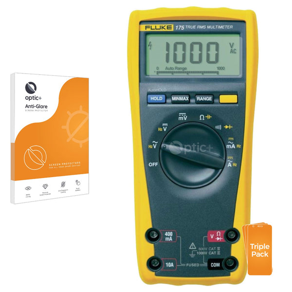 3pk Optic+ Anti-Glare Screen Protectors for Fluke MultiMeter 175