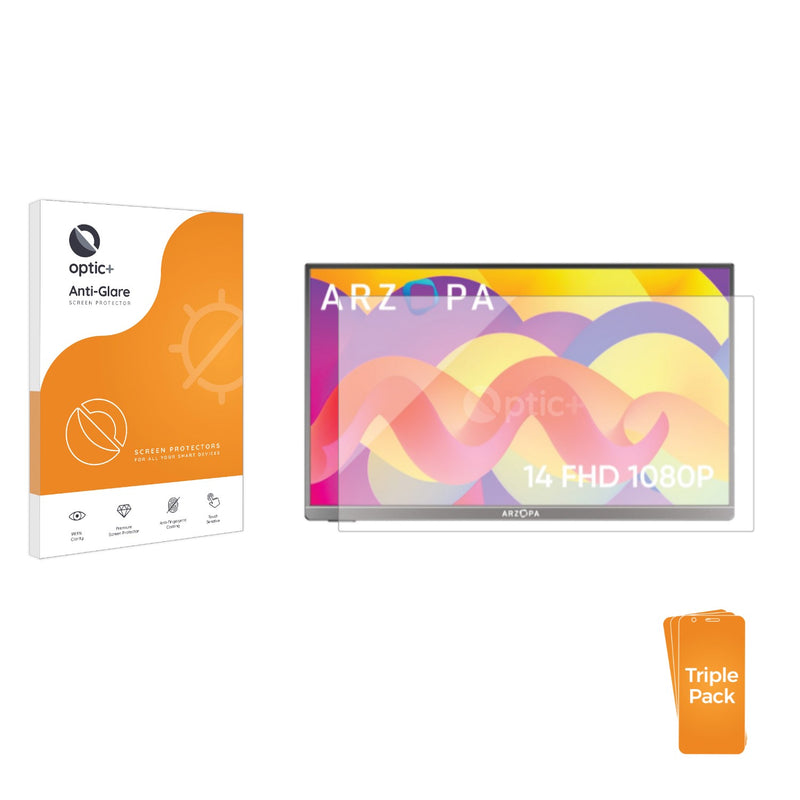 3pk Optic+ Anti-Glare Screen Protectors for ARZOPA 14" Portable Monitor