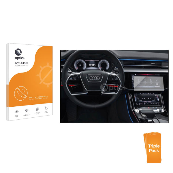 3pk Optic+ Anti-Glare Screen Protectors for Audi A8 4N ab 2018 Virtual Cockpit