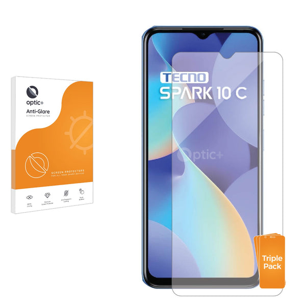 3pk Optic+ Anti-Glare Screen Protectors for Tecno Spark 10C