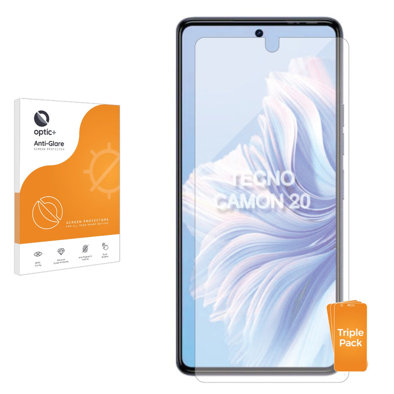 3pk Optic+ Anti-Glare Screen Protectors for Tecno Camon 20