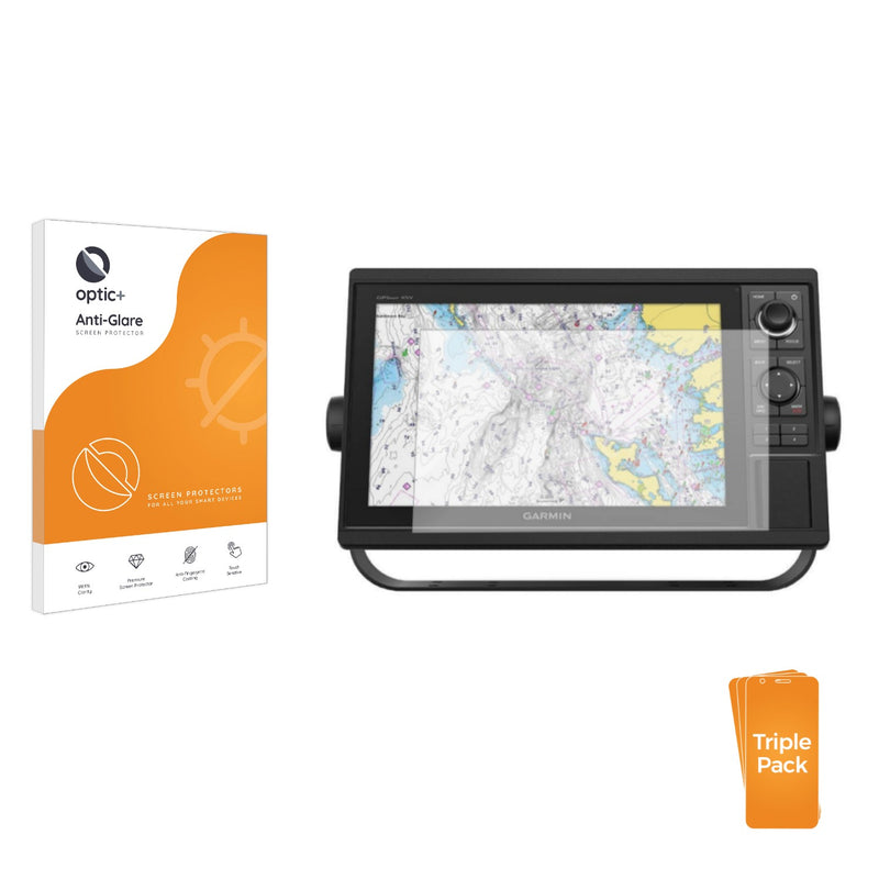 3pk Optic+ Anti-Glare Screen Protectors for Garmin GPSMAP 1242xsv