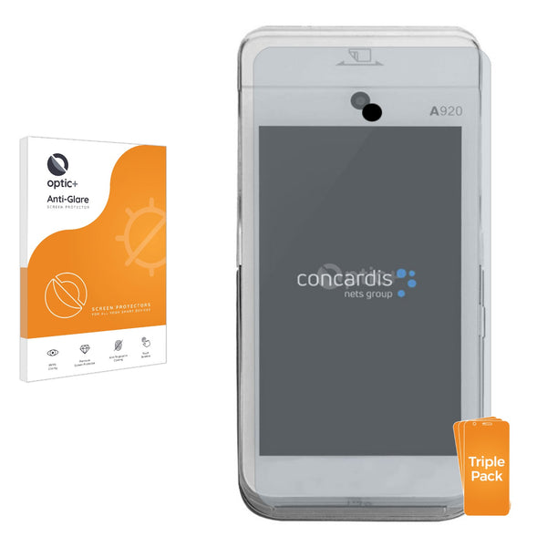 3pk Optic+ Anti-Glare Screen Protectors for Concardis Mobile A920