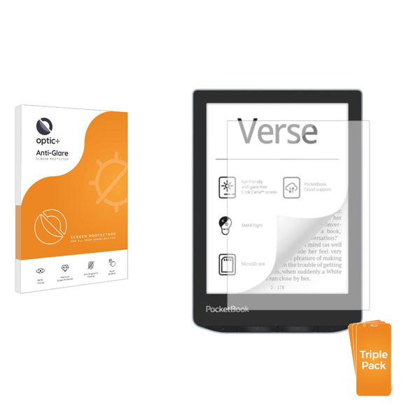 3pk Optic+ Anti-Glare Screen Protectors for PocketBook Verse