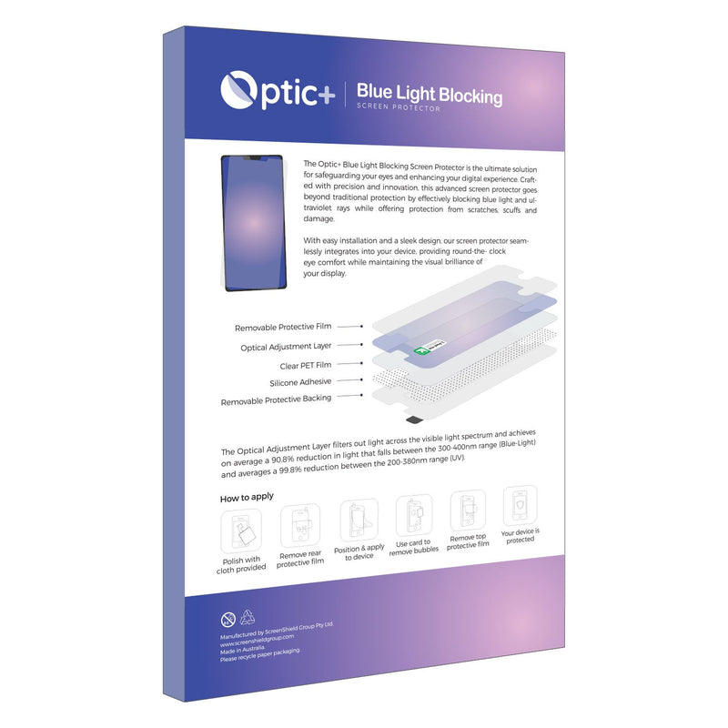Optic+ Blue Light Blocking Screen Protector for Onyx Boox Darwin 9