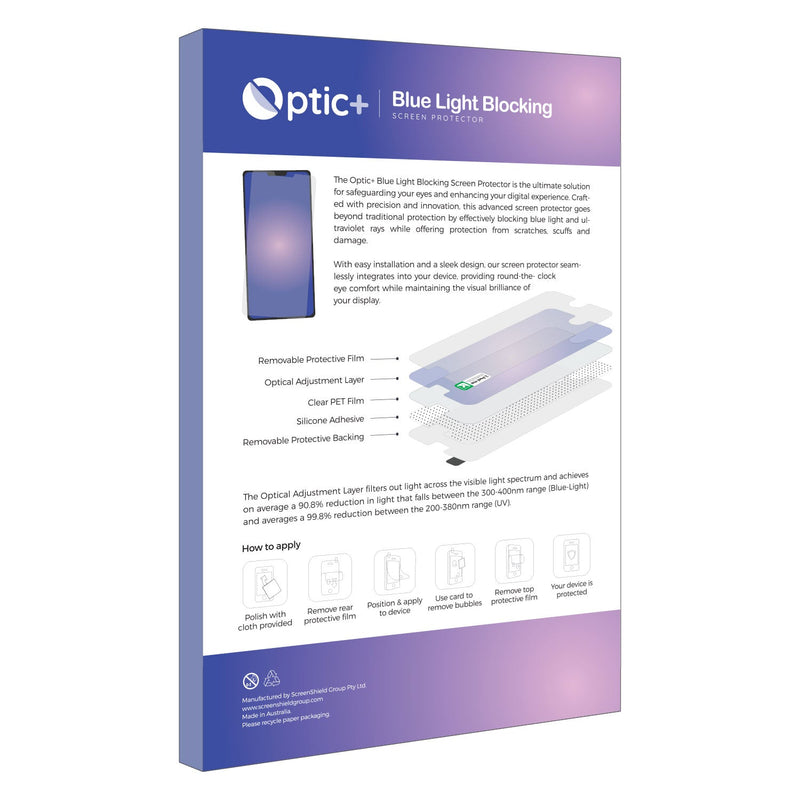 Optic+ Blue Light Blocking Screen Protector for Fluke Solar-Multimeter 283 FC