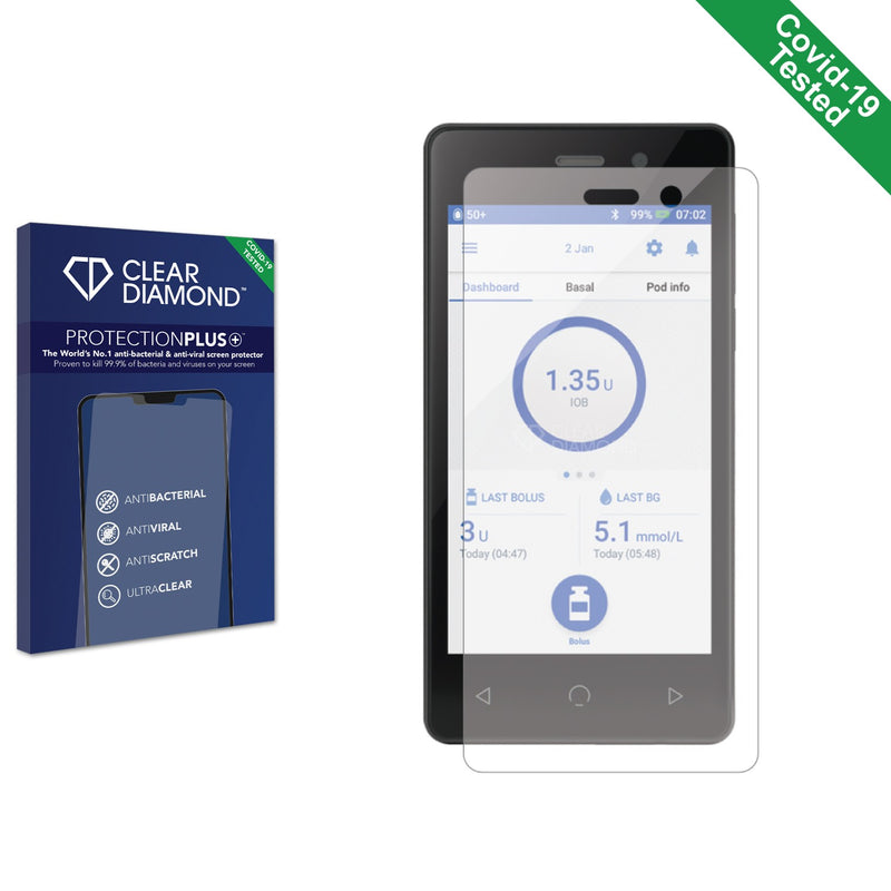 Clear Diamond Anti-viral Screen Protector for Omnipod 5