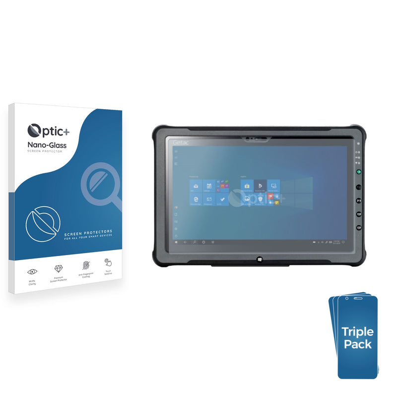 3pk Optic+ Nano Glass Screen Protectors for Getac F110 Premium