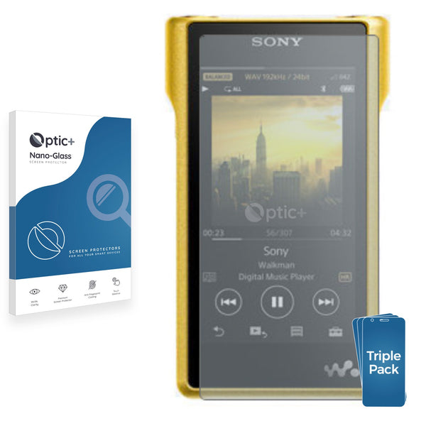 3pk Optic+ Nano Glass Screen Protectors for Sony Premium Walkman NW-WM1Z