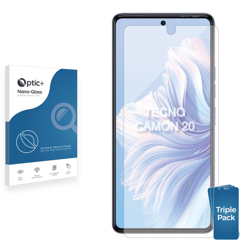 3pk Optic+ Nano Glass Screen Protectors for Tecno Camon 20