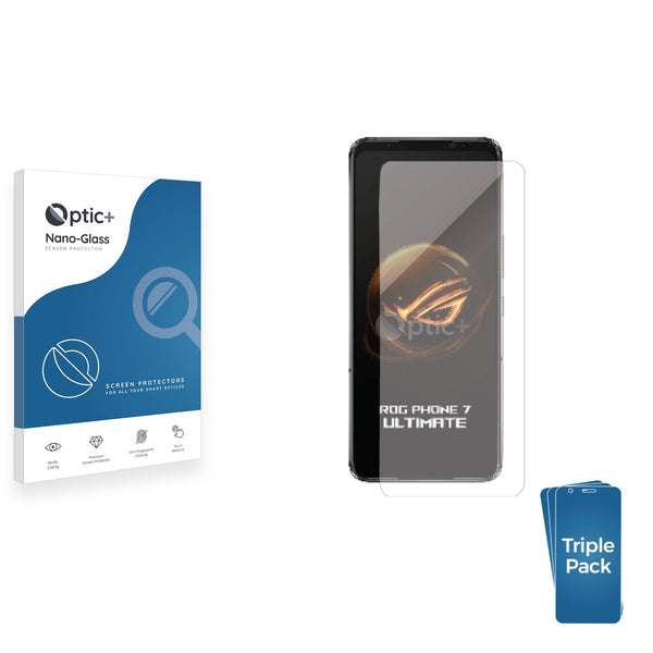 3pk Optic+ Nano Glass Screen Protectors for Asus ROG Phone 7