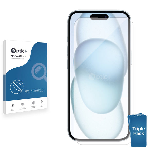3pk Optic+ Nano Glass Screen Protectors for Apple iPhone 15