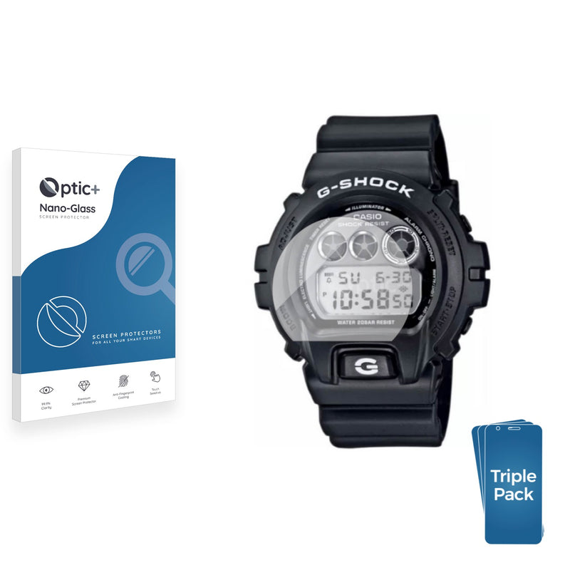 3pk Optic+ Nano Glass Screen Protectors for Casio G-Shock DW-6900