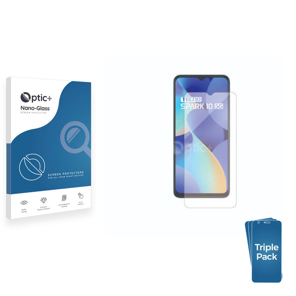 3pk Optic+ Nano Glass Screen Protectors for Tecno Spark 10 5G