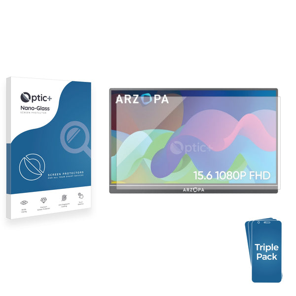 3pk Optic+ Nano Glass Screen Protectors for ARZOPA 15.6" Portable Monitor