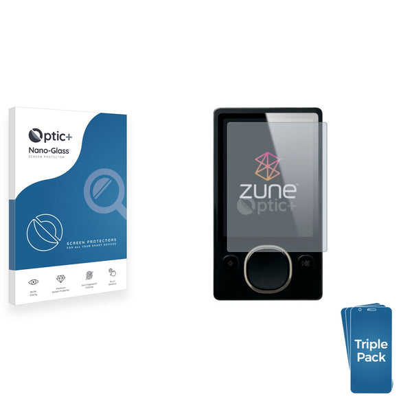 3pk Optic+ Nano Glass Screen Protectors for Microsoft Zune 80