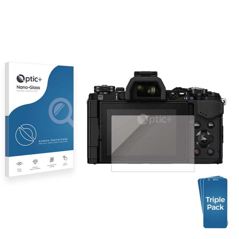 3pk Optic+ Nano Glass Screen Protectors for Olympus OM-D E-M10 Mark II