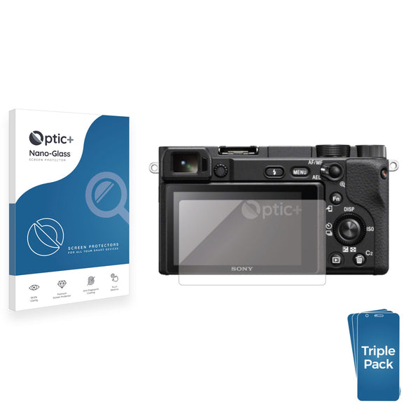 3pk Optic+ Nano Glass Screen Protectors for Sony Alpha 6400