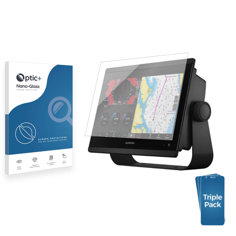 3pk Optic+ Nano Glass Screen Protectors for Garmin GPSMAP 8612