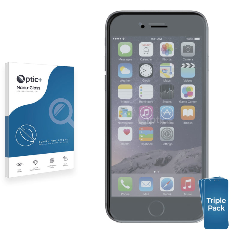 3pk Optic+ Nano Glass Screen Protectors for Apple iPhone 6S