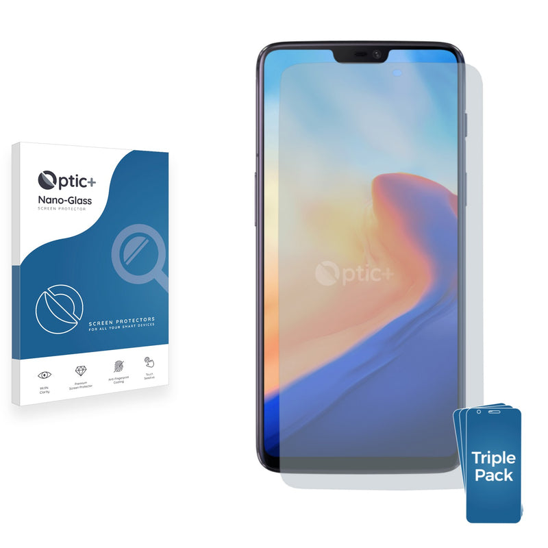 3pk Optic+ Nano Glass Screen Protectors for OnePlus 6