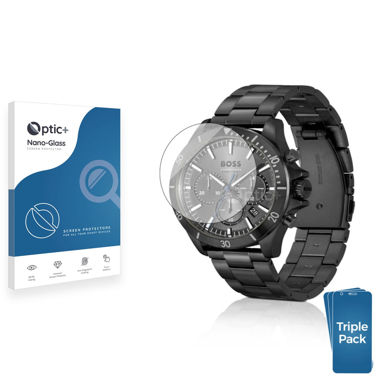 3pk Optic+ Nano Glass Screen Protectors for Hugo Boss Chronograph 58115493