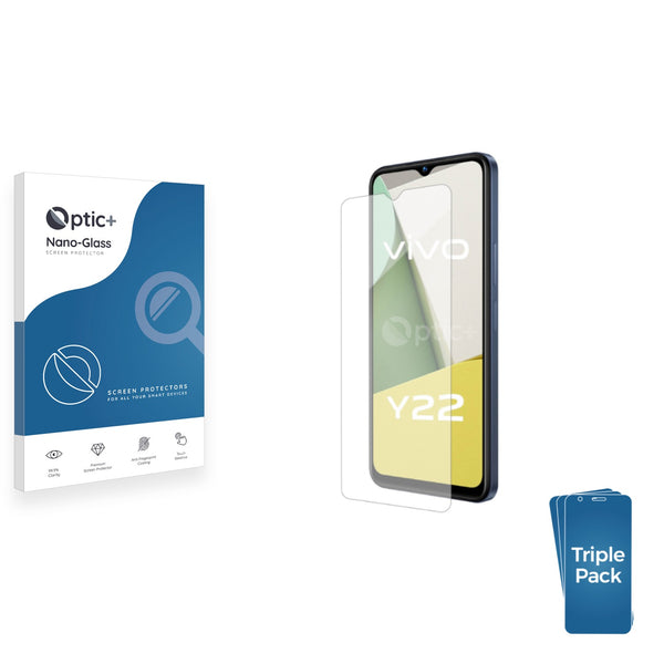 3pk Optic+ Nano Glass Screen Protectors for Vivo Y22