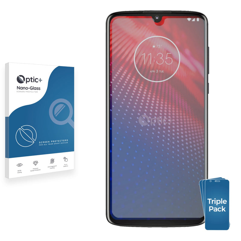 3pk Optic+ Nano Glass Screen Protectors for Motorola Moto Z4