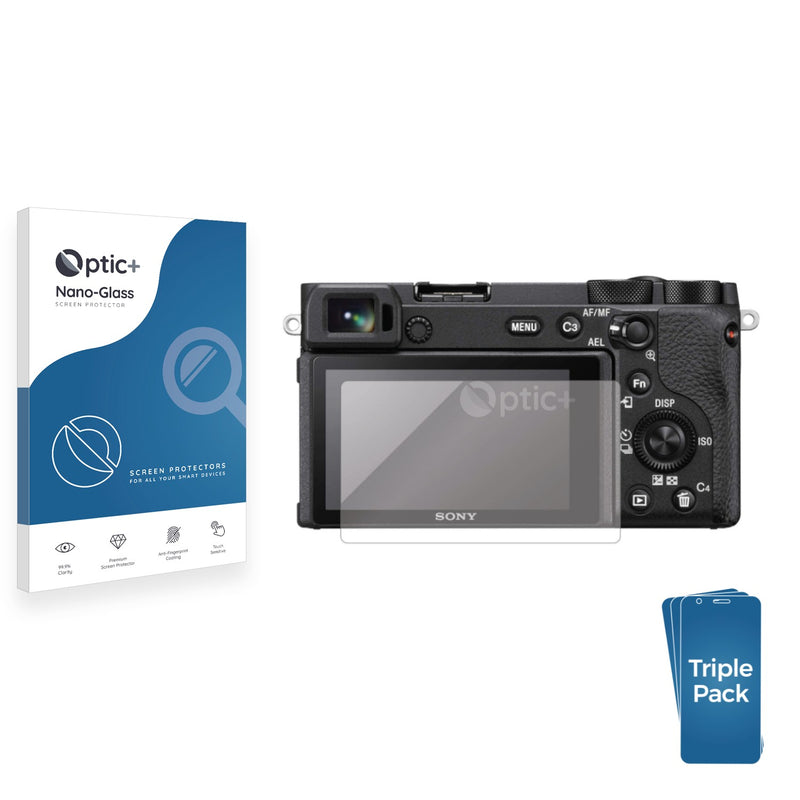 3pk Optic+ Nano Glass Screen Protectors for Sony Alpha 6600