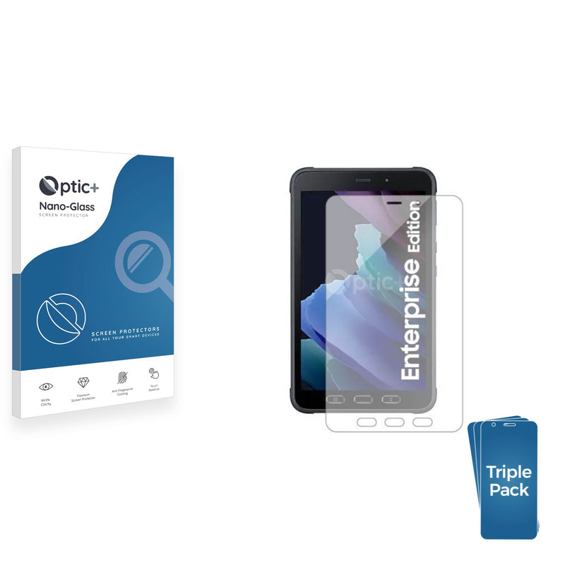 3pk Optic+ Nano Glass Screen Protectors for Samsung Galaxy Tab Active 3 Enterprise Edition LTE