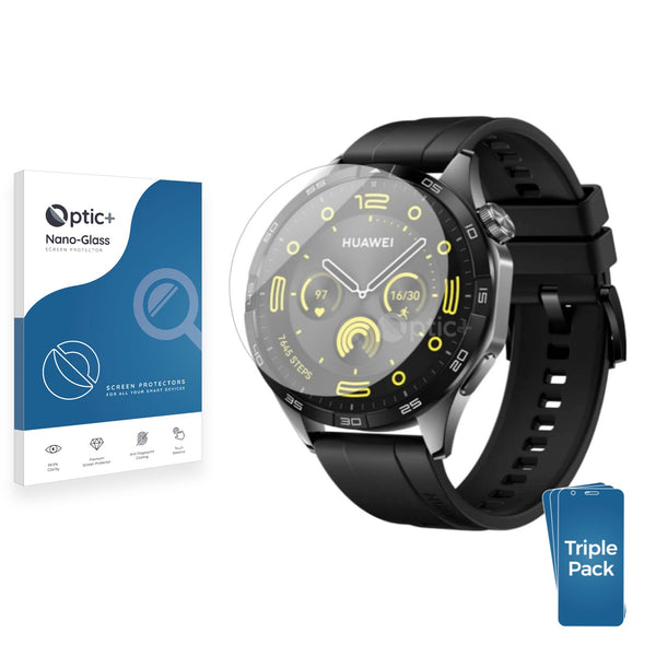 3pk Optic+ Nano Glass Screen Protectors for Huawei Watch GT 4 (46mm)
