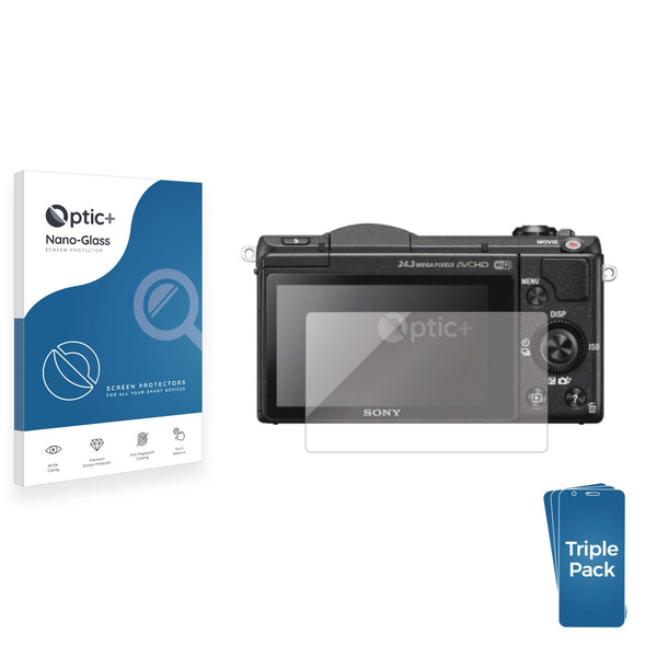 3pk Optic+ Nano Glass Screen Protectors for Sony Alpha 5100 (DSLR-A5100)