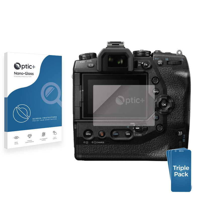 3pk Optic+ Nano Glass Screen Protectors for Olympus OM-D E-M1X