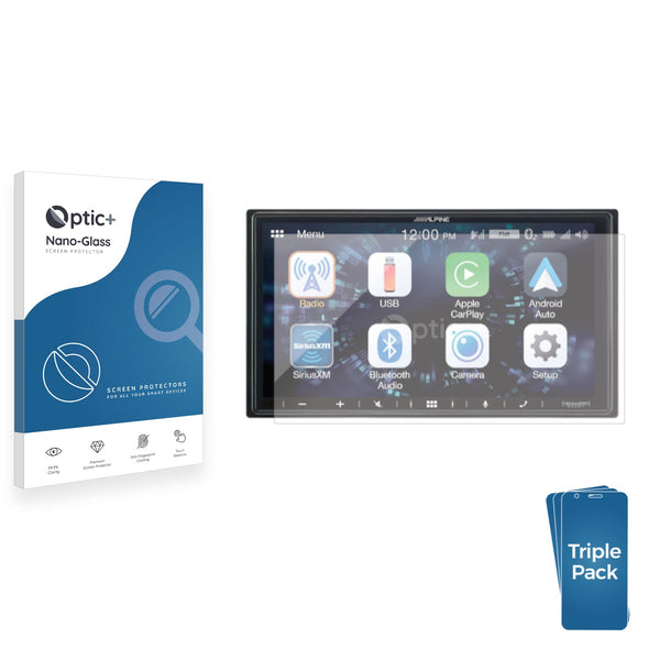 3pk Optic+ Nano Glass Screen Protectors for Alpine iLX-W650 Multimedia