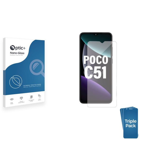 3pk Optic+ Nano Glass Screen Protectors for Xiaomi Poco C51