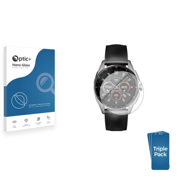 3pk Optic+ Nano Glass Screen Protectors for TAG Heuer Connected Calibre E4 (42 mm)