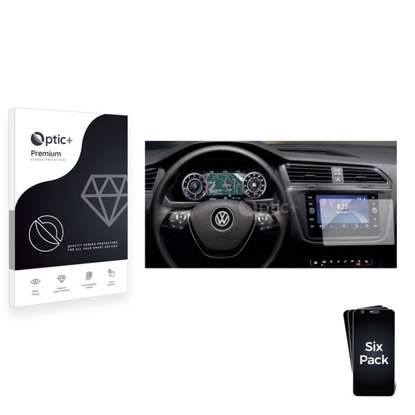 6pk Optic+ Premium Film Screen Protectors for Volkswagen Golf 8 Digital Cockpit 10.25