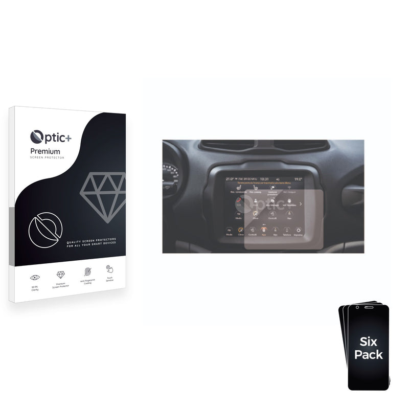 6pk Optic+ Premium Film Screen Protectors for Jeep Renegade 8.4"