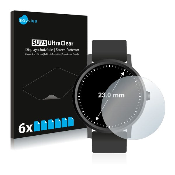 6x Savvies SU75 Screen Protector for Watches (Circular, Diameter: 23 mm)