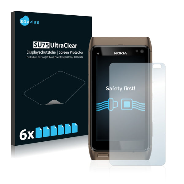 6x Savvies SU75 Screen Protector for Nokia n8