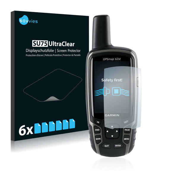 6x Savvies SU75 Screen Protector for Garmin GPSMAP 62st