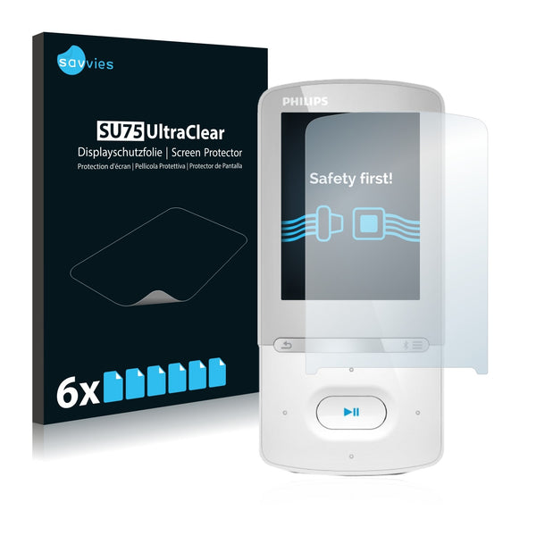 6x Savvies SU75 Screen Protector for Philips GoGear Azure SA5AZU04 2012