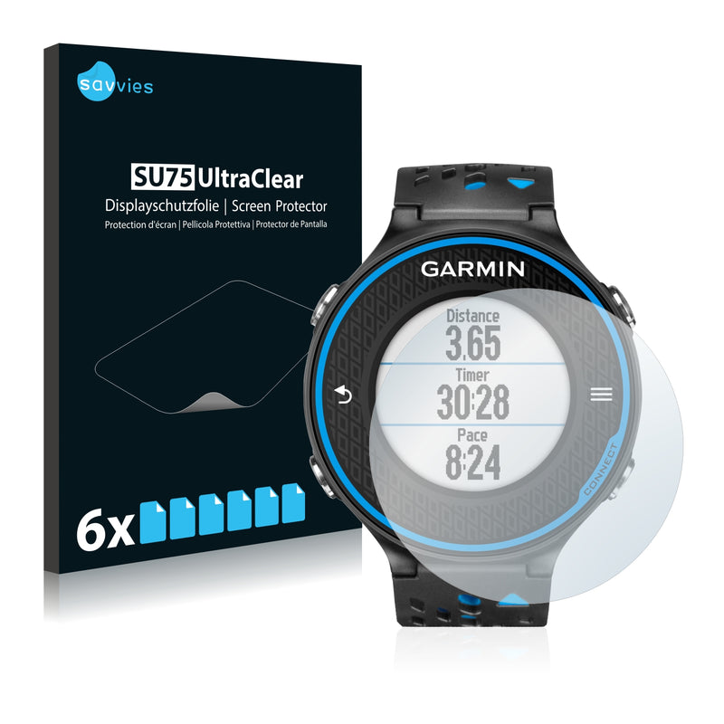 6x Savvies SU75 Screen Protector for Garmin Forerunner 620