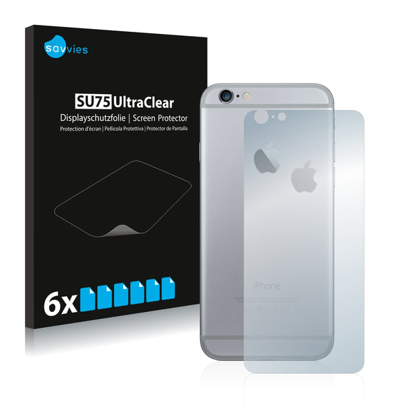 6x Savvies SU75 Screen Protector for Apple iPhone 6 Plus Back side (full surface + LogoCut)