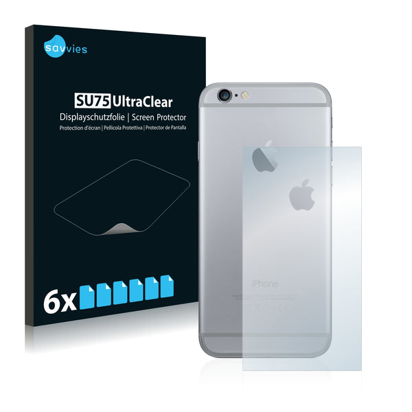 6x Savvies SU75 Screen Protector for Apple iPhone 6 Plus Back side (middle surface + LogoCut)